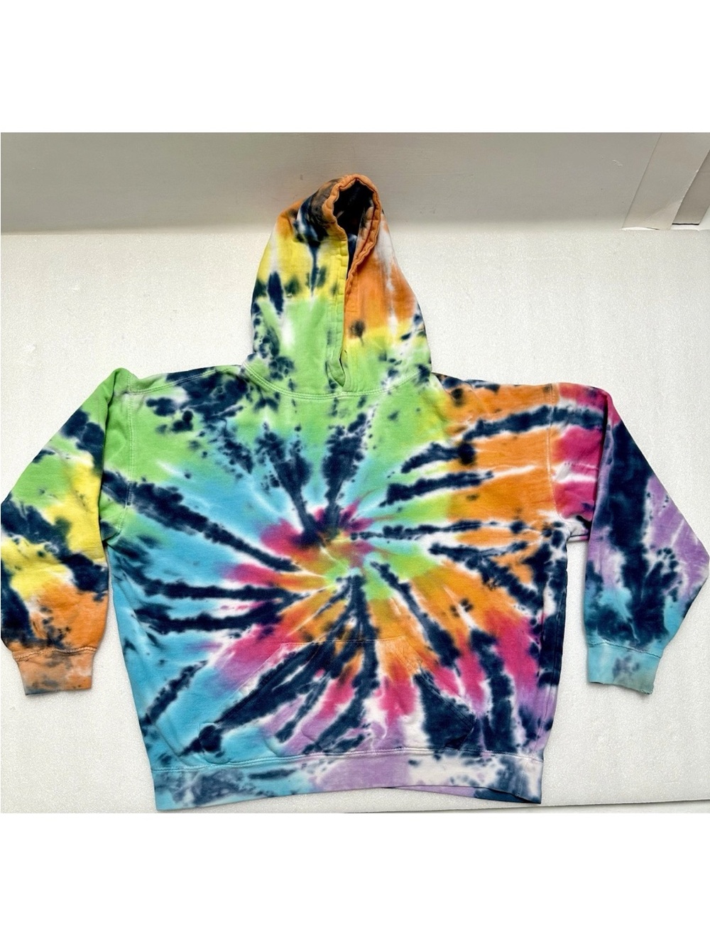 Exist Tie Dye Hoodie Sweatshirt  Long Sleeve LARGE Kangaroo Pocket Boho Hippie